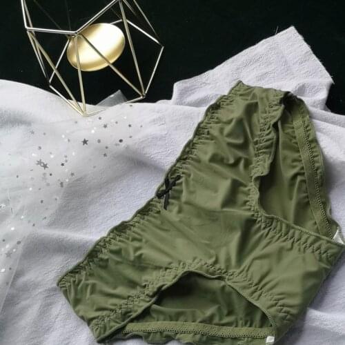 SP&CITY Sexy Panties Comfort Cotton Womens Underpants Solid Color Low Waist Ice Silk Underwear Simple Fold Lace Seamless Thong