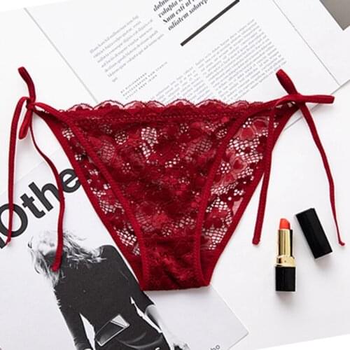 Women Sexy Panties Comfortable Briefs Solid Sexy Lace Mid-Waist Girl Underwear Transparent Panties