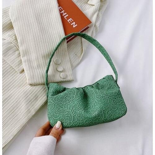 2021 Day Clutch Lace Print Dumpling Clip Purse Bag Women Cloud Underarm Shoulder Bag Pleated Baguette Pouch Totes Handbag