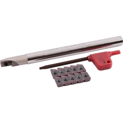 10Pcs Apmt1135Pder Carbide Inserts + 1Pc Bap 300R C10-10-120 Tool Holder With Wrench For Cnc Milling Turning Tools