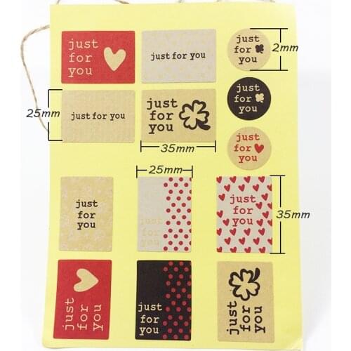 1300pcs Vintage "just for you" series Seal Sticker Kraft Paper Material DIY Multifunction gift sealing label