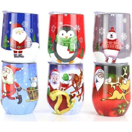 20pcs Christmas party 9oz Egg Cups Wine Tumbler Wine Glass Wall Stainless Steel Vacuum Insulated Tumbler Mugs Coffee Wine Cups