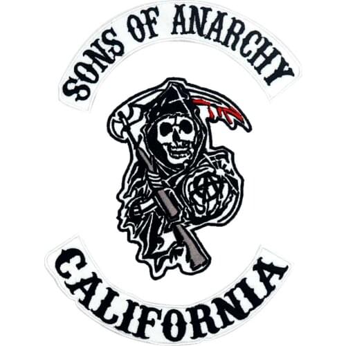 2015 Original Son Of Jacket Back Embroidered Anarchy Biker Rider Patch Embroidered biker Patches Badge 3 pcs/lot