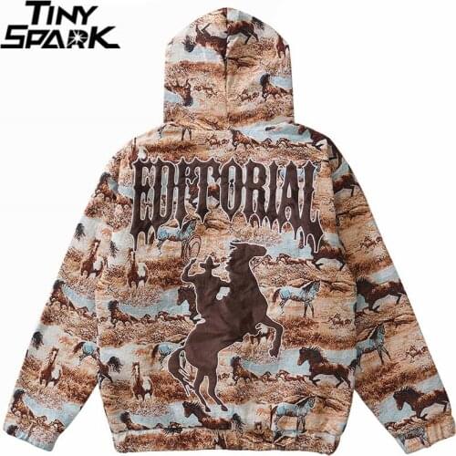 Hip Hop Jacket Coat 2021 Men Streetwear Horse Letter Embroidery Jacket Coat Autumn Harajuku Cotton Jacket Coat Outwear Zipper