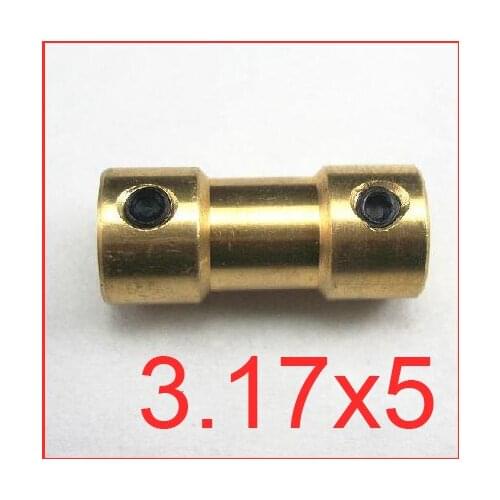 30pcs/lot 3.17x5mm CNC Motor Jaw Copper Shaft Coupling 3.17mm to 5mm brass Coupler, model ship model airplane Motor connector