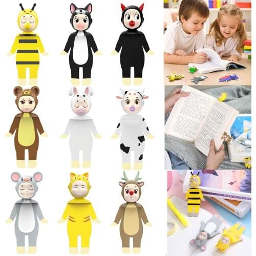 3D Stereo/Flat Bookmarks Original Lovely Cartoon Animal Cute Bookmark PVC Material Funny Student Stationery Gift Bookmark
