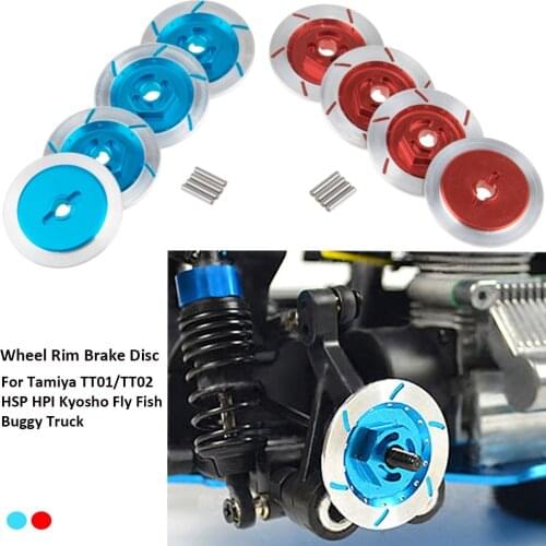 4pcs 1/10 Alloy Wheel Rims Brake Dics 12mm HEX Adapter for Tamiya TT01/TT02 HSP HPI Kyosho Fly Fish Buggy Truck 94123 94122