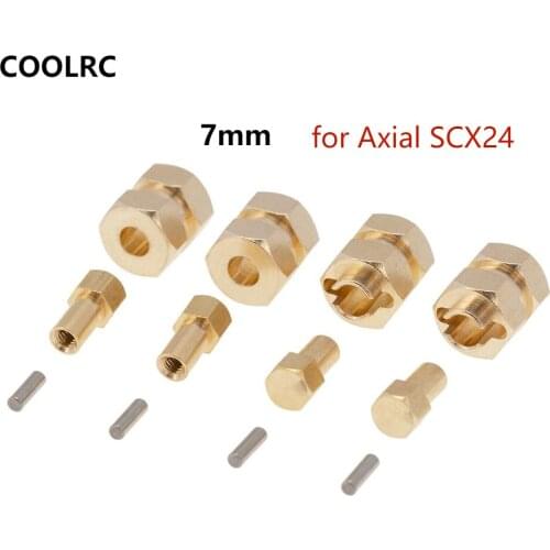 4pcs 7mm for Axial SCX24 AXI00002 AXI00001 AXI90081 Brass Wheel Hex Drive Hubs Hex Adapter 1/24 RC Car Upgrade Accessories Parts