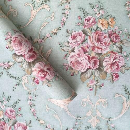 45cm*2.5m Luxury Classic Wall Paper Damask Floral Wallcovering PVC Vinyl Modern Flower Floral 3D Wallpaper TV backdrop Wall Art