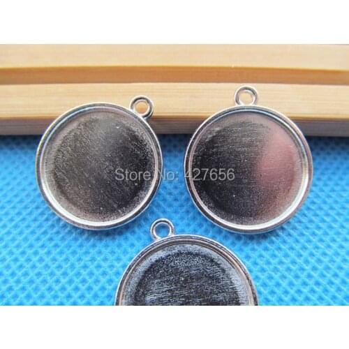 50pcs Antique Silver tone/Antique bronze Round Base Setting Bezel Tray Bezel Pendant Charm/Finding,fit 18mm Round Cabochon/Cameo