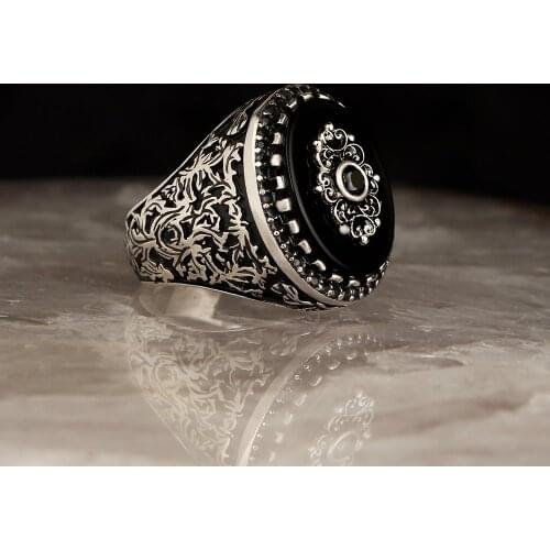 925 Sterling Silver Ring with Natural Zircon or Onyx Stone Silver Women Ring Silver Men Ring Gifts for Women Gifts for Brother