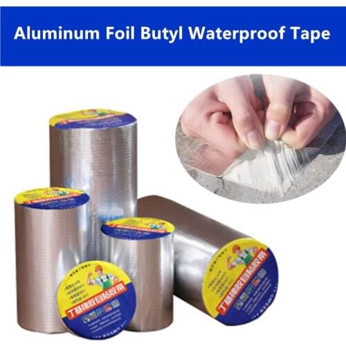 Aluminum Foil Butyl Rubber Tape Self Adhesive High temperature resistance Waterproof tape for Roof Pipe Repair Stop Leak Sticker