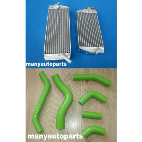 ALUMINUM RADIATOR and green hose for Kawasaki KLX450R KLX450 KLX 450 R 2008 2009 08-09