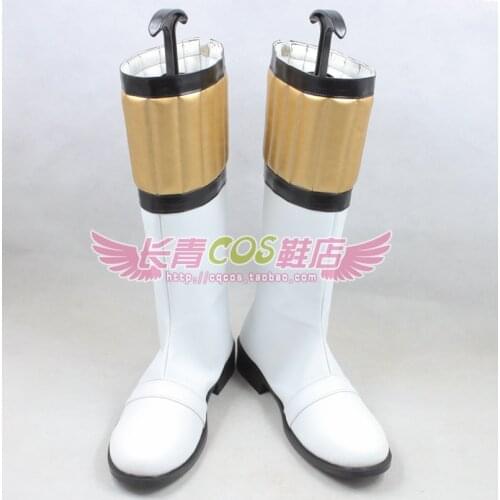 Kyoryu Sentai Zyuranger White Cosplay Halloween Long Shoes Boots C006