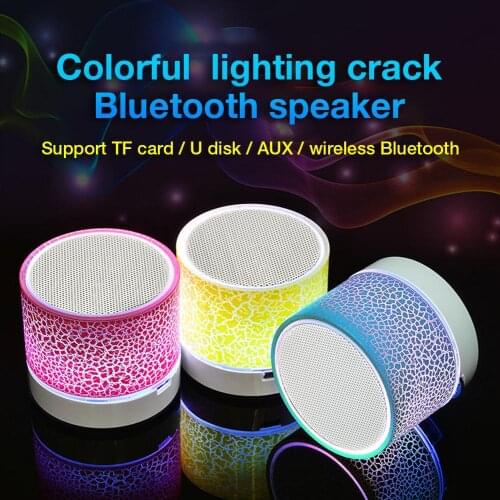 Wireless Bluetooth Colorful Mobile Phone Mini Subwoofer Light Small Crack Sound Speaker Audio Support TF Card U Disk AUX Black