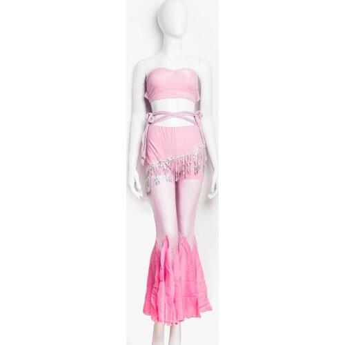 Dancing Pants+ Bra Yarn Belly dance Costume Set Bollywood Indian Dance Dresses Stage Training wear Women Belly Dance Clothing