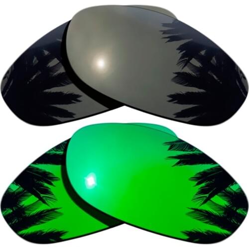 Black+Green Mirrored Coating) 2-Pairs Polarized Replacement Lenses for Monster Dog 100% UVA & UVB Protection
