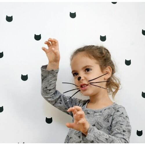 Black Mini Cats Childrens Wall Art Nursery Decor Wall Stickers Cat Theme Kindergarten Kids Wall Stickers Child T170401