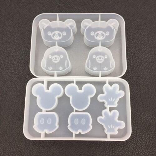 DIY Crystal Epoxy Mirror Mickey Head Rilakkuma Mold Silicon Aromatherapy Plaster Decoration Baking Keychain