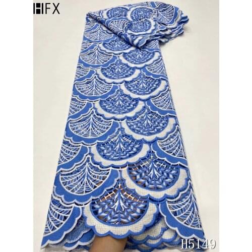 HFX 5 yards African Lace Fabric 2021 Guipure Cord Lace French Lace Nigerian Lace Water Souble For Party Dress
