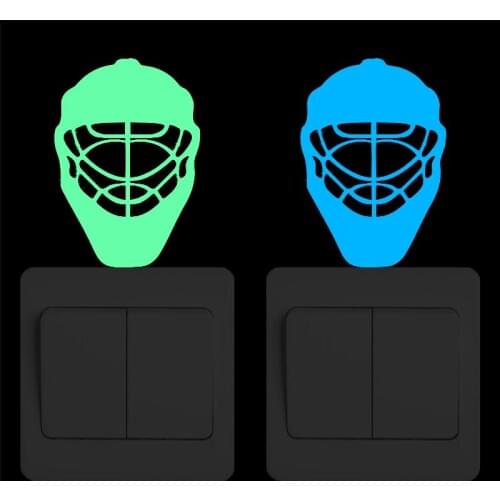 Ice Hockey Helmet Glow in the Dark Switch Sticker Funny Sports Lover Home Decor Luminous Wall Sticker Children Bedroom Decal