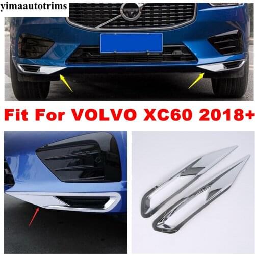 Chrome Front Below Fog Lights Lamps Corner Eyelid Eyebrow Cover Trim 2 Piece / Set Fit For VOLVO XC60 2018 - 2021 Accessories