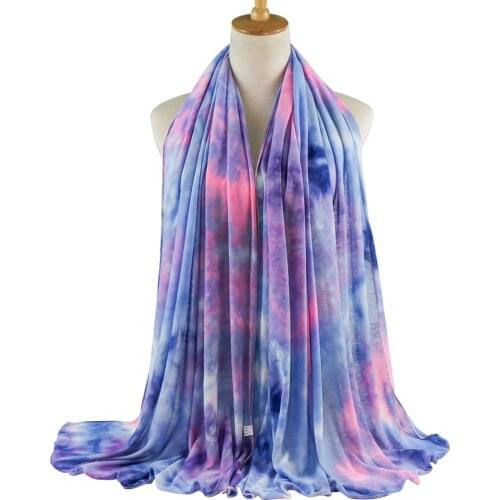 JTVOVO RUNMEIFA 2021 New European And American Style Modal Tie-dye Muslim Womens Hijab Turban Headscarf India Khimar Niqab Cap