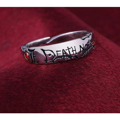 Anime Ring Death Note Yagami Light S925 Sterling Zircon Finger Ring Adjustable Jewelry Cos Prop Christmas Gift Jewellery