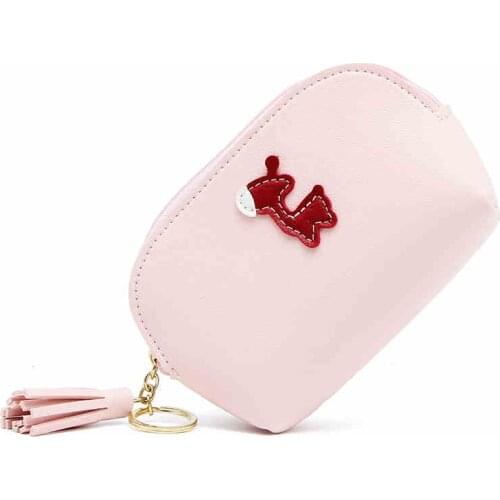 2020 Korean Fashion Cute Deer Womens Coin Purse Leather Small Female Keys Card Cash Wallet Bag Tassel Girls Keychain monedero