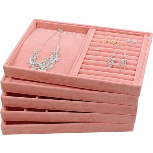 Hot selling fashion Velvet Jewelry Storage Box Ring Earring Necklace Display Tray Stand Holder MultiFunction Bracelet Organizer