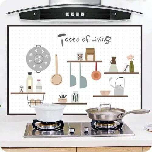 Oil Proof Sticker Aluminized Paper Self Adhesive kitchen Wall Stickers Waterproof Wallpaper High Temperature Resistance