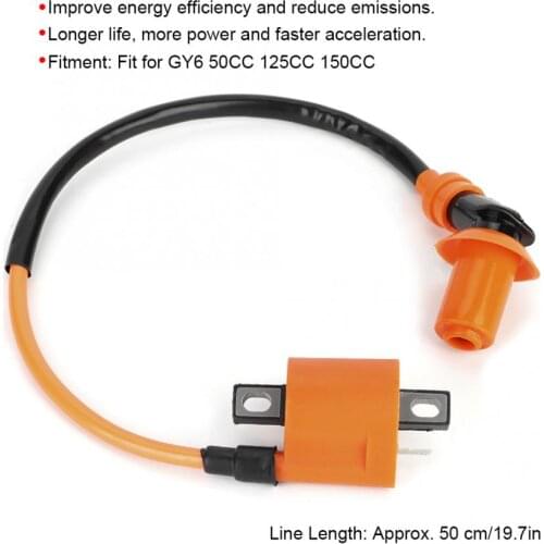 Modified Orange Black Ignition Coil 6-Pin A7TC Spark Plug Fit for GY6 50CC 125CC 150CC car accessories