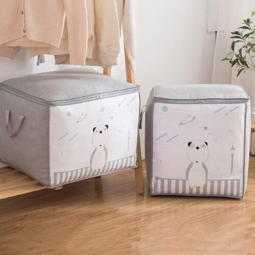 Non-Woven Cartoon Quilt Bag Quilt Clothes Household Large Dustproof Storage Bag Thick New Material