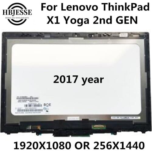 New 14" WQHD (2560x1440) or FHD 1920X1080 LCD Screen+Touch Digitizer Assembly For Lenovo ThinkPad X1 Yoga 2nd GEN 2017year
