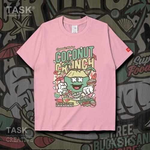 Illustration Coconut Print Solid t shirt mens cotton 2020 mens sports casual Streetwear Fashion Tee Short sleeve summer Harajuku