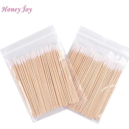 300PCS Short Wood Handle Small Pointed Tip Head Cotton Swab Eyebrow Tattoo Beauty Makeup Color Nail Seam Dedicated Dirty Picking