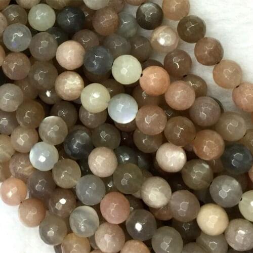 Genuine Flash Light Faceted Sunstone Moonstone Round Loose Stone Beads 4-12mm Fit Jewelry DIY Necklaces or Bracelets 15" 04235