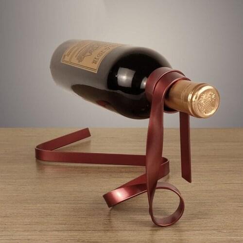 Color Ribbon Suspended Wine Rack Iron Creative Gravity Balance Wine Bottle Bracket Multicolor Wine Rack Kitchen Accessories