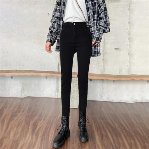 High Waist Super Skinny Jeans Women Retro Stretch Slim Washed Pants Winter 2020 Small Feet Pencil Pants Leggings Jean Fashion