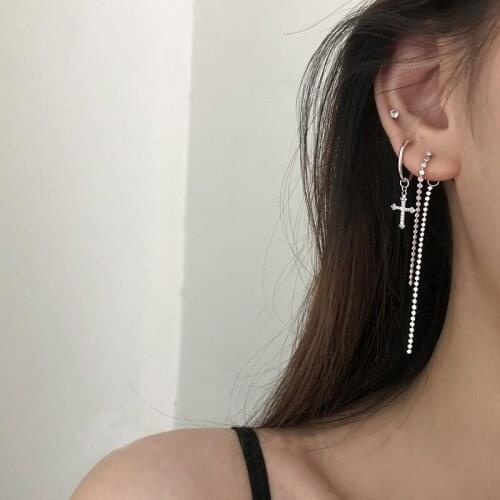 Asymmetric Drop Earrings Tassel Chain Earrings For Women Simple Trendy Fashion Korean Punk New Hot Girl Female Jewelry BOYULIGE