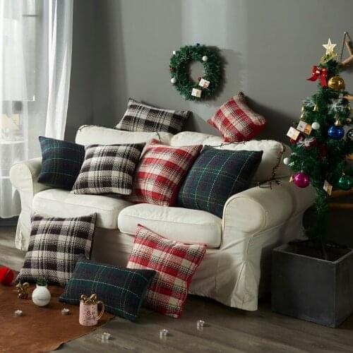 Wool plaid pillowcase home decoration sofa fabric comfortable fashion cushion cover