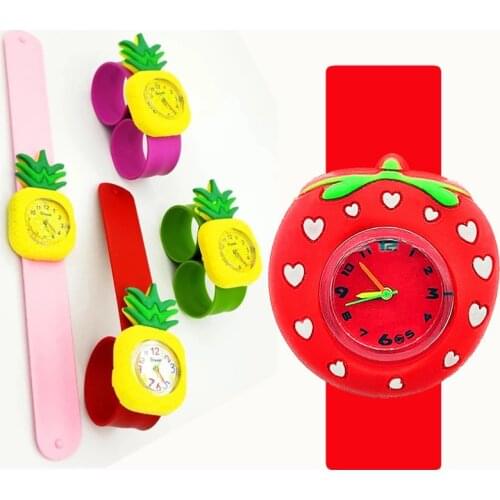 Girls Watches 3D Pineapple Flowers Watch Children Kids Watches Slap Bracelet Child Digital Quartz Watch Baby Birthday Gift Clock