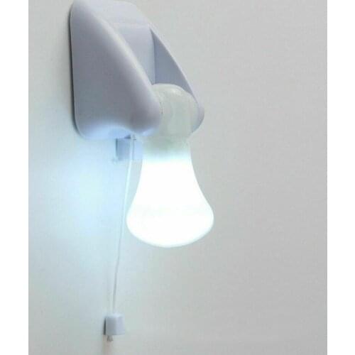 LED Pull String Cord Night Light Bulb Wall Stick Up White Portable Handy Bedroom Bathroom Cabinet Closet Lamp Battery Powered
