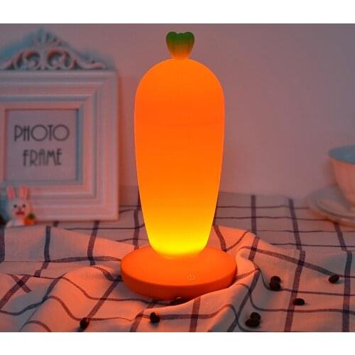 USB Portable Carrot Night Light Rechargeable Children Bedside Lamp Green ABS Rechargeable Led Night Light Gifts Lights Lighting