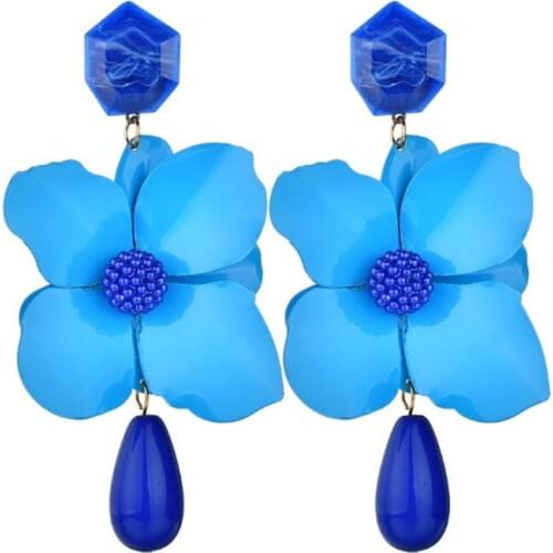 WWLB Charm Brincos 6 Color Enamel Metal Flower Earrings For Women Vintage Drop Large Long Earring Fashion Jewelry Accessories