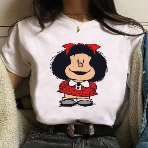 Female Funny Mafalda Print Women Harajuku Comic Ulzzang Cartoon Kawaii Casual Korean Style Blouse Top Shirt Clothing Streetwear