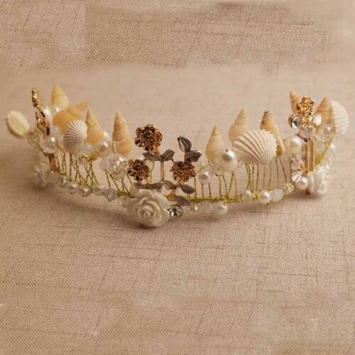 Fashion Beautiful Mermaid Wreath Wedding Bridal Crowns Headband Hair Accessories Girl Summer beach Shell Wreath Head Decoration
