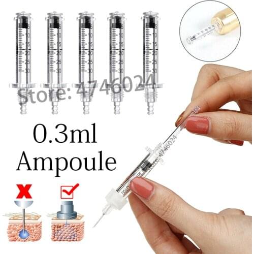 0.3ML Sterile Ampoule Head Hyaluronic Acid Pen Atomizer Needle Mesotherapy Gun Face Lip Lifting Wrinkle Removal Water Syringe