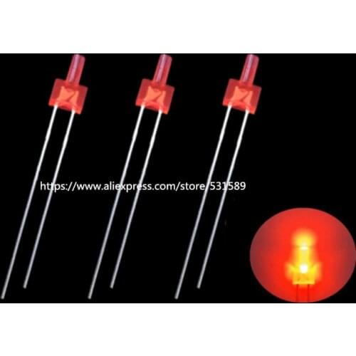 100pcs DIP LED Lamp long legs Tower package RED 2MM flat top led Diffused 1.8-2.4V