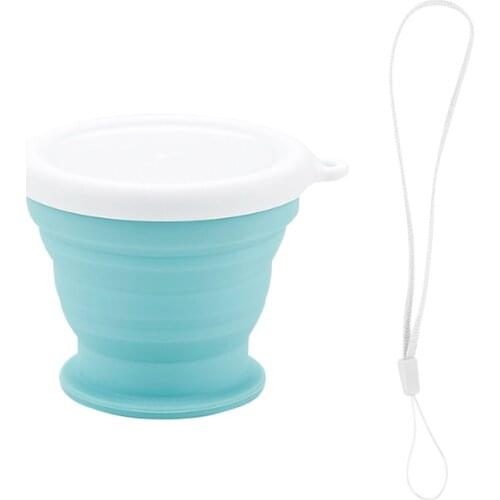 2 Pieces Silicone Folding Cup Portable Outdoor Travel Water Bottle Telescopic Collapsible Coffee Mug Blue